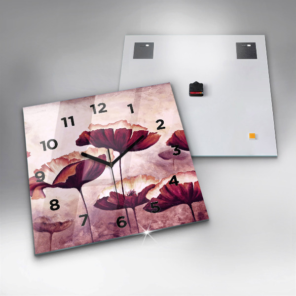 Reloj cuadrado Flores Amapola en flor
