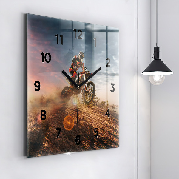 Reloj de pared cuadrado Hombre en moto