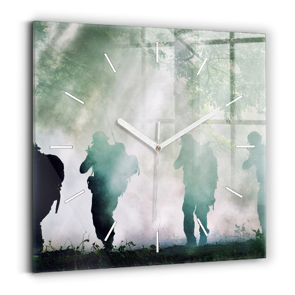 Reloj de pared cuadrado Soldados en un bosque