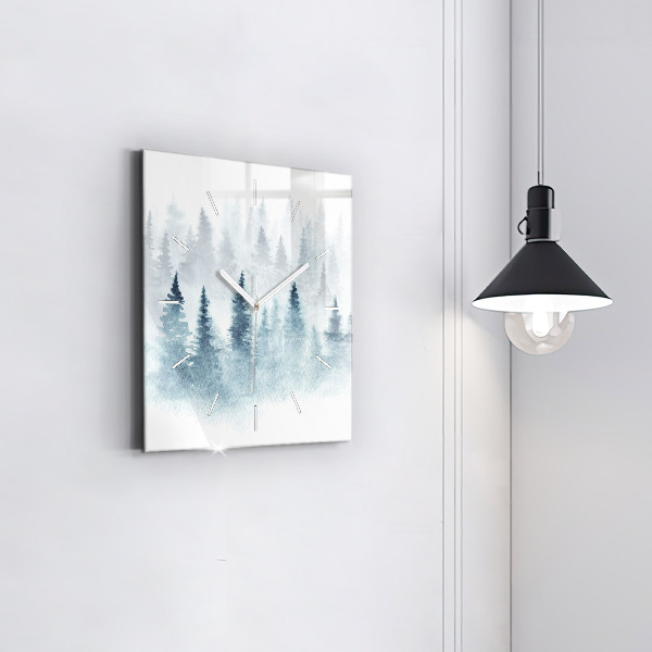 Reloj de pared cuadrado Bosque invernal