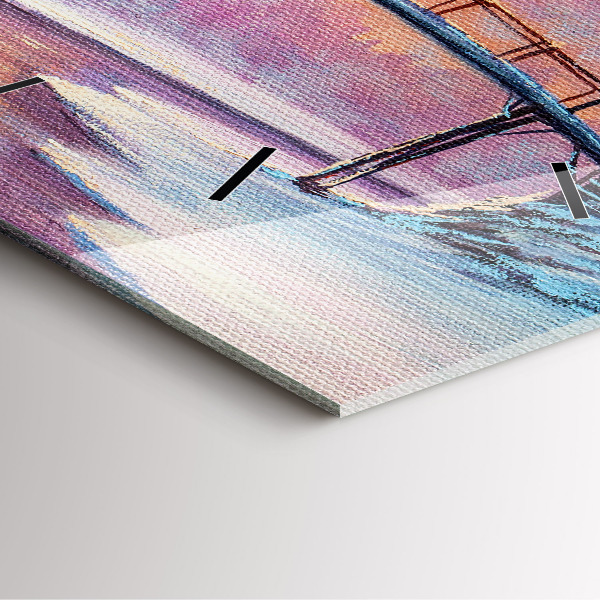 Reloj de pared cuadrado Árbol de Navidad y puente