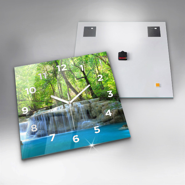 Reloj cuadrado Cascada en el bosque