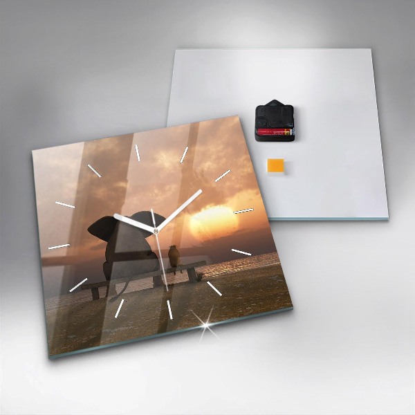 Reloj cuadrado Animales Puesta de sol