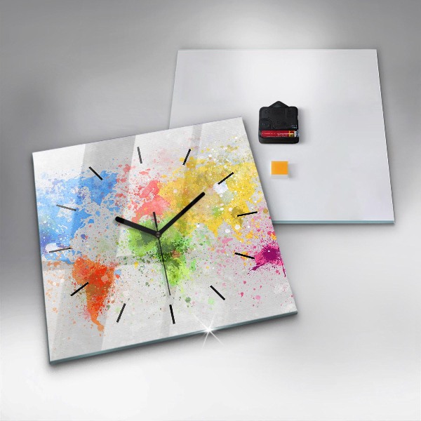 Reloj cuadrado Mapamundi sobre papel