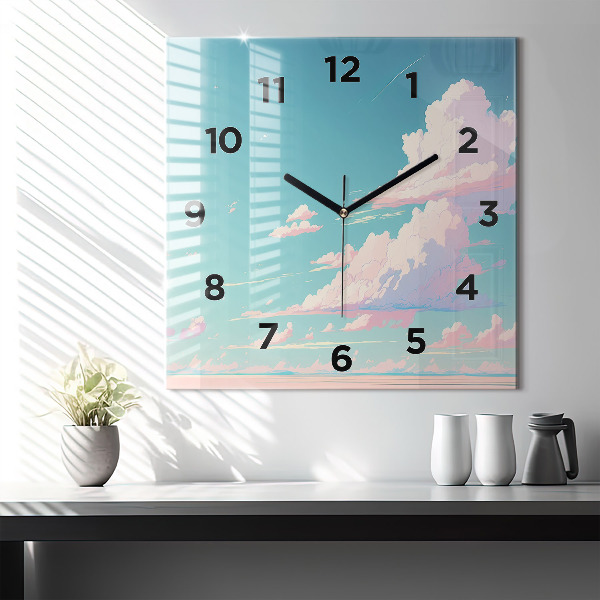 Reloj de pared cuadrado Cielo color pastel