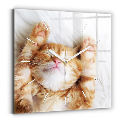 Reloj de pared cuadrado Gatito durmiendo