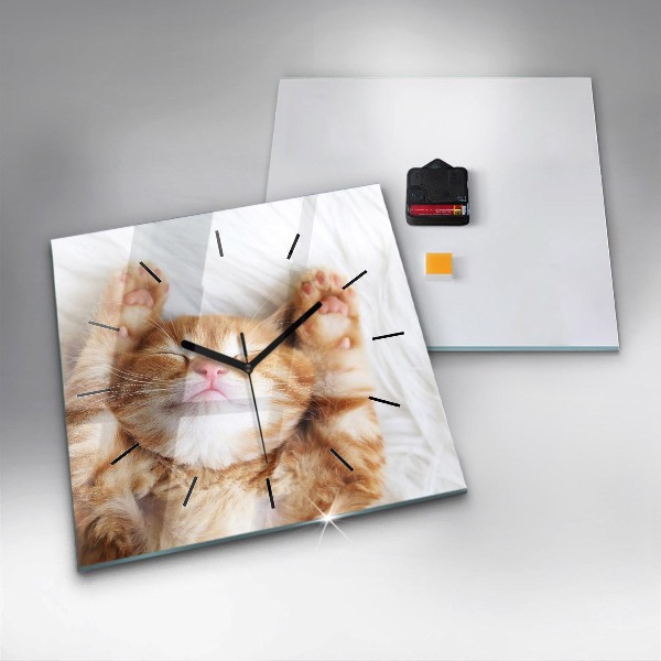 Reloj de pared cuadrado Gatito durmiendo
