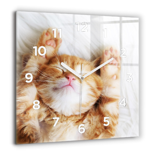 Reloj de pared cuadrado Gatito durmiendo