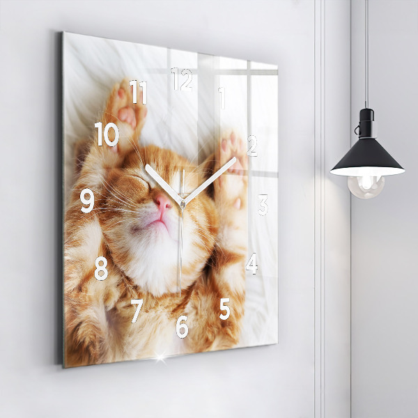Reloj de pared cuadrado Gatito durmiendo