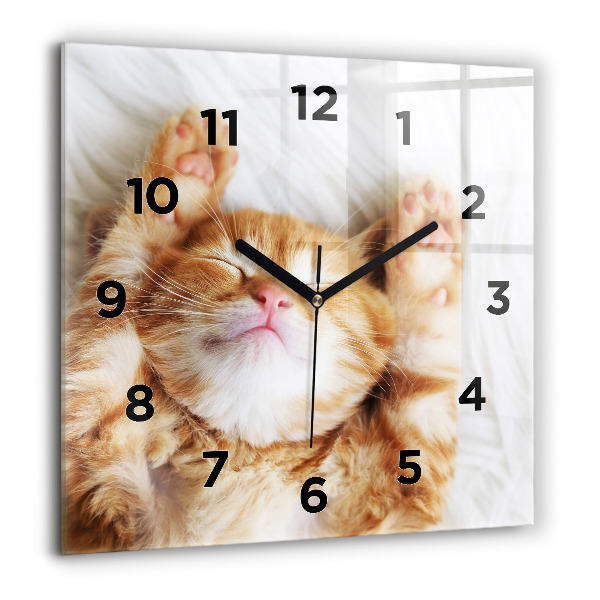 Reloj de pared cuadrado Gatito durmiendo
