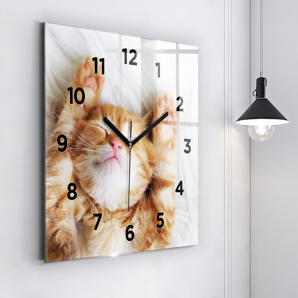 Reloj de pared cuadrado Gatito durmiendo