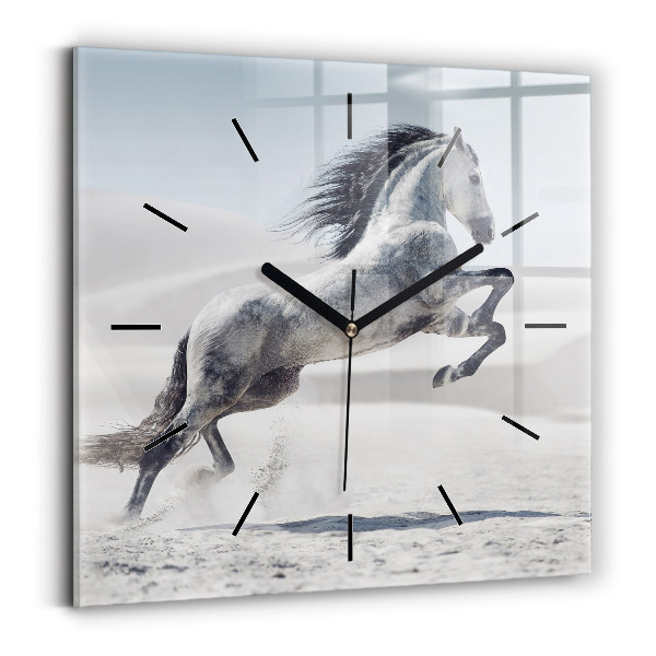 Reloj cuadrado Caballo blanco al galope