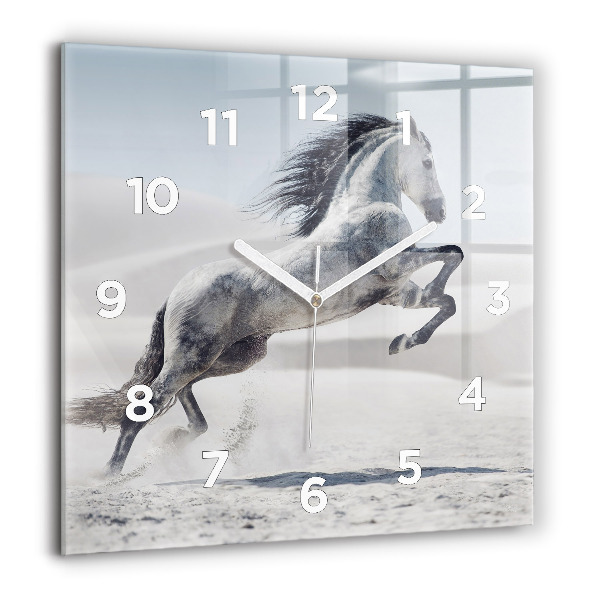 Reloj cuadrado Caballo blanco al galope