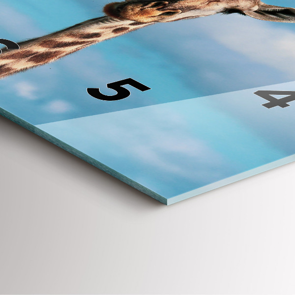 Reloj cuadrado Jirafa alta sobre fondo de cielo