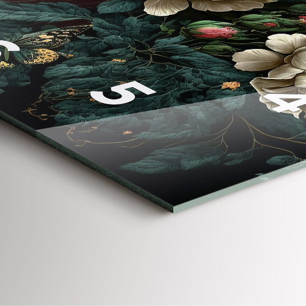 Reloj cuadrado Flor y mariposas doradas