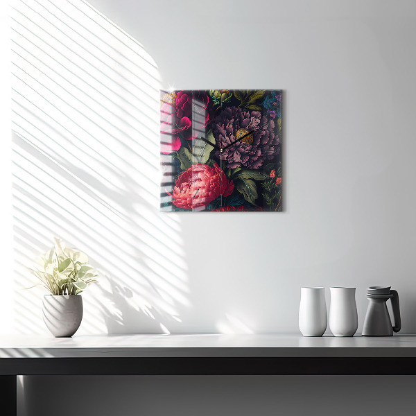 Reloj cuadrado Ramo de flores vintage