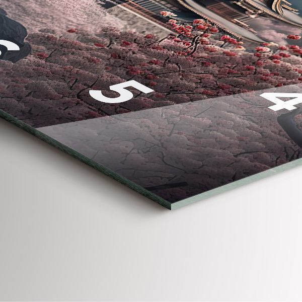 Reloj de pared cuadrado Torre asiática Cerezos en flor