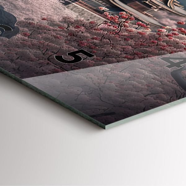 Reloj de pared cuadrado Torre asiática Cerezos en flor