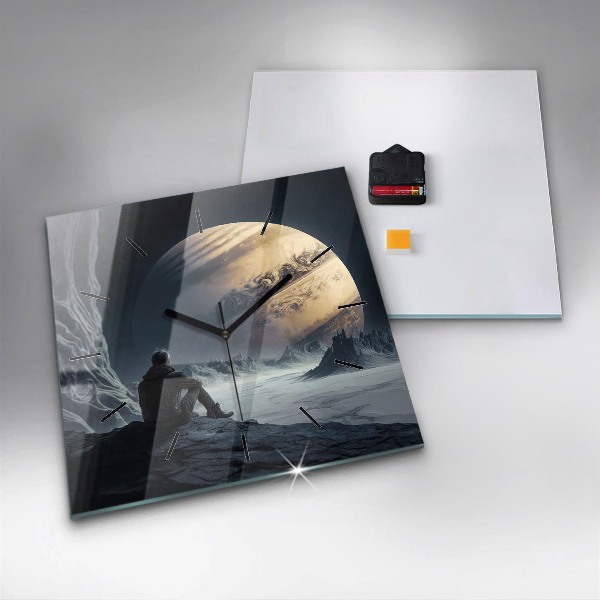 Reloj cuadrado Hombre en la luna de fondo