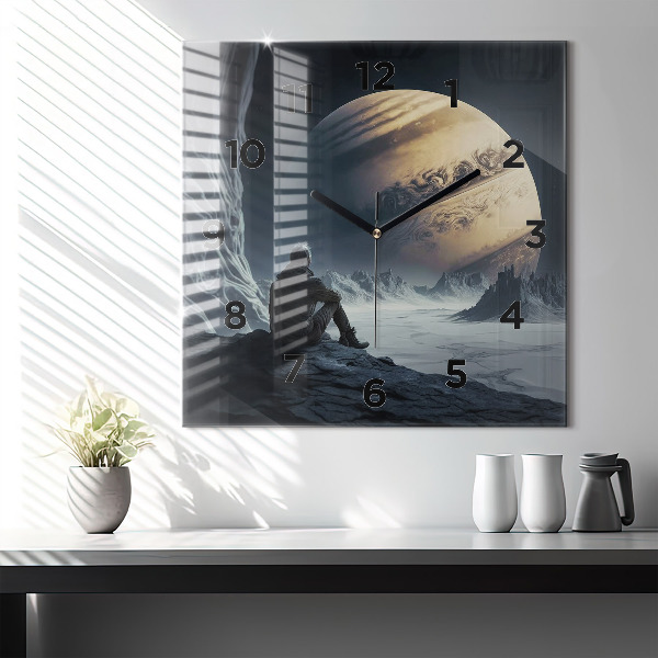 Reloj cuadrado Hombre en la luna de fondo