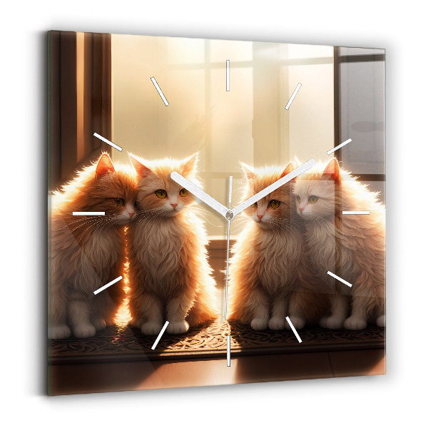 Reloj cuadrado Cuatro gatos al sol