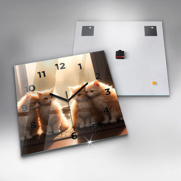 Reloj cuadrado Cuatro gatos al sol