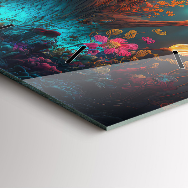 Reloj de pared cuadrado Bosque y setas mágicas