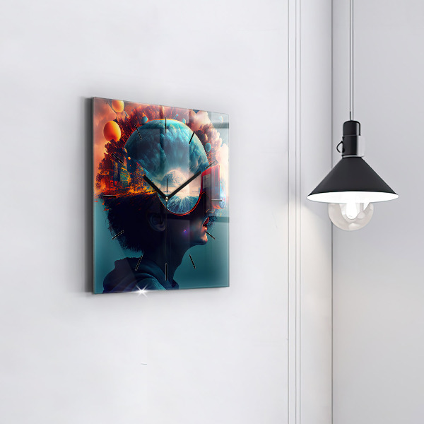 Reloj cuadrado Mundo virtual futurista