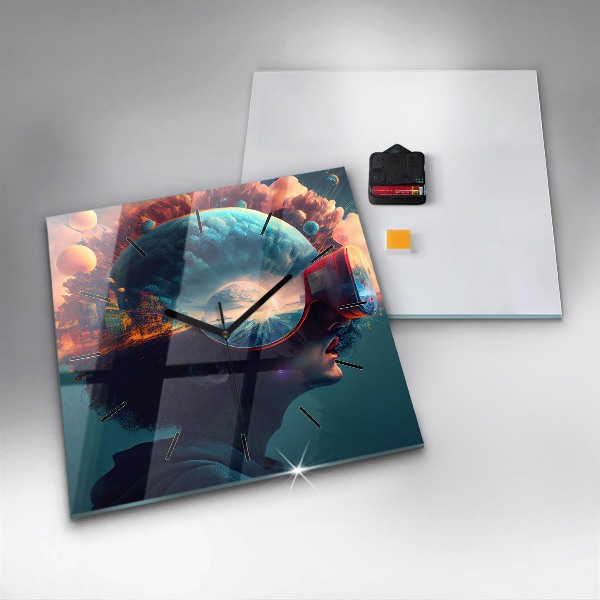 Reloj cuadrado Mundo virtual futurista