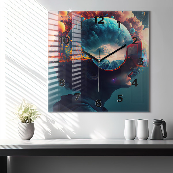 Reloj cuadrado Mundo virtual futurista