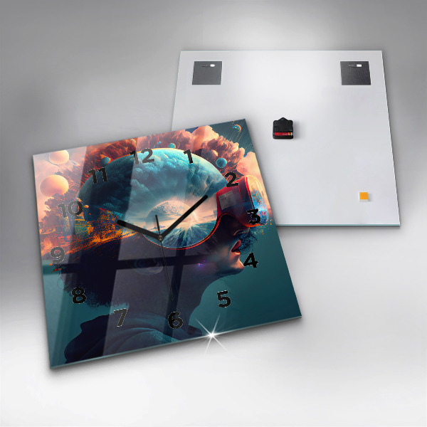 Reloj cuadrado Mundo virtual futurista