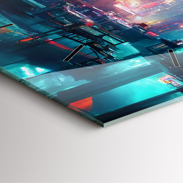 Reloj cuadrado Ciudad en estilo cyberpunk
