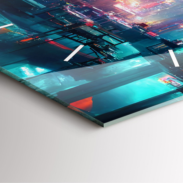 Reloj cuadrado Ciudad en estilo cyberpunk