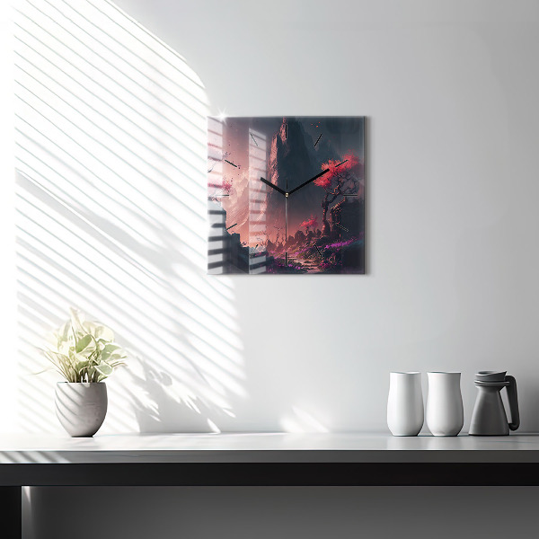 Reloj cuadrado Bosque mágico y cordillera