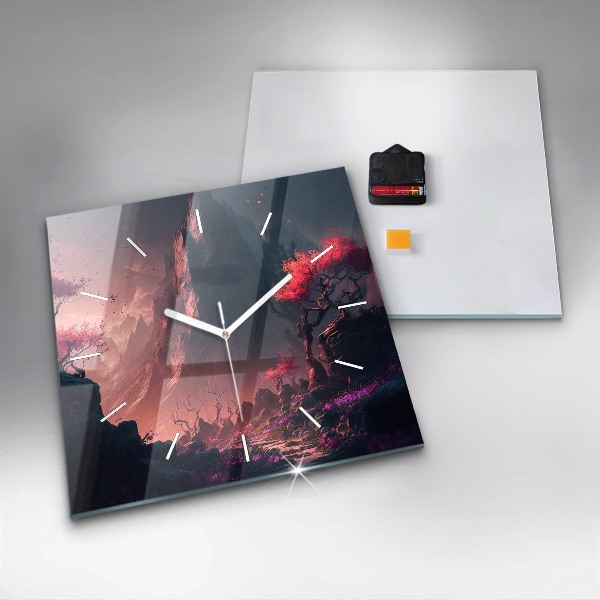 Reloj cuadrado Bosque mágico y cordillera