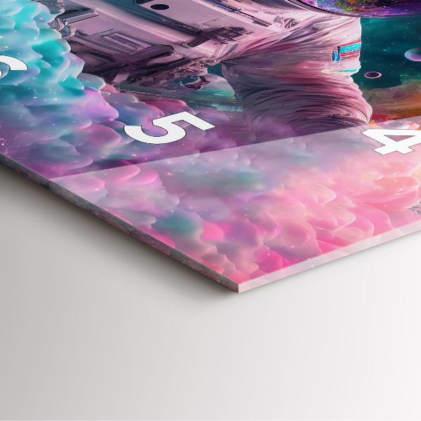 Reloj cuadrado Cosmonauta nubes de colores