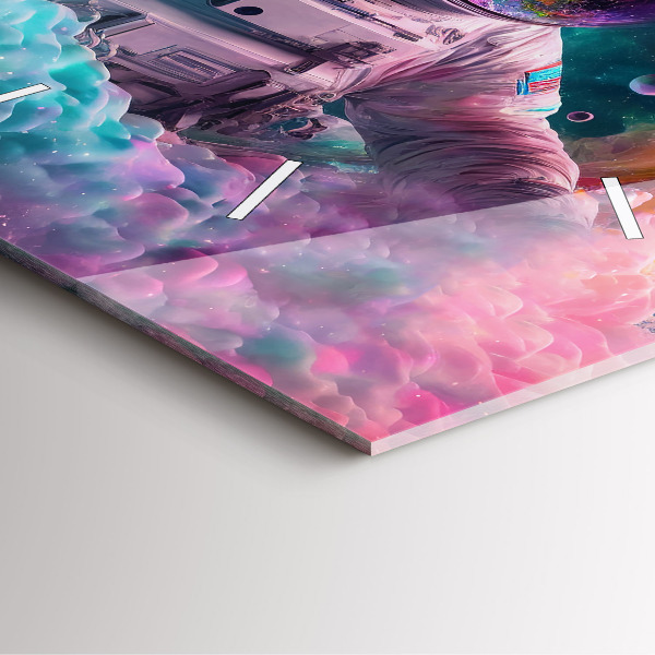 Reloj cuadrado Cosmonauta nubes de colores