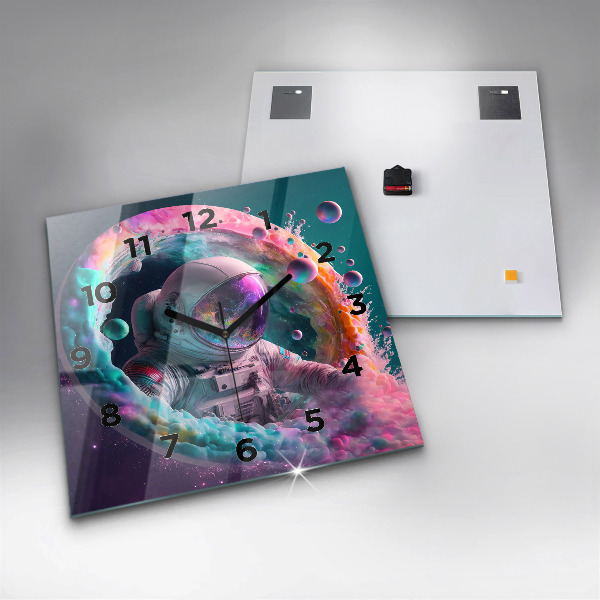 Reloj cuadrado Cosmonauta nubes de colores