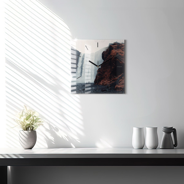 Reloj de pared cuadrado Cascada Paisaje de Islandia