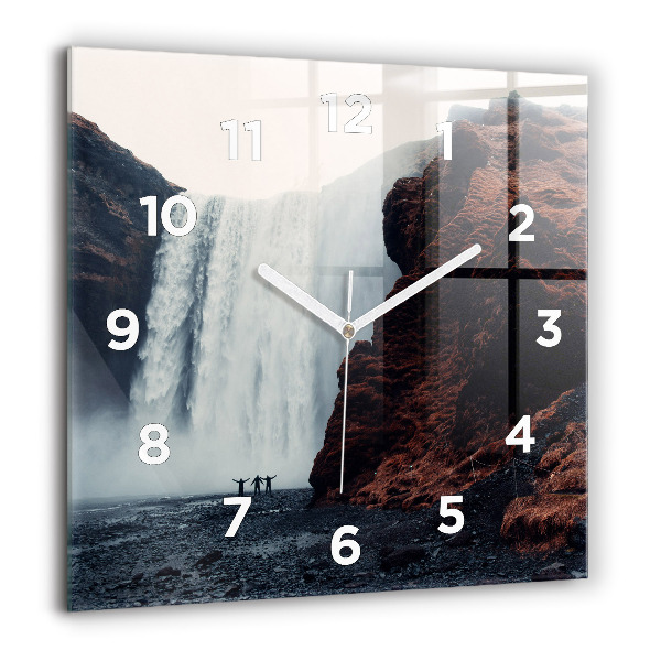 Reloj de pared cuadrado Cascada Paisaje de Islandia