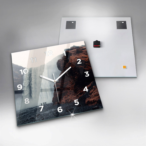 Reloj de pared cuadrado Cascada Paisaje de Islandia