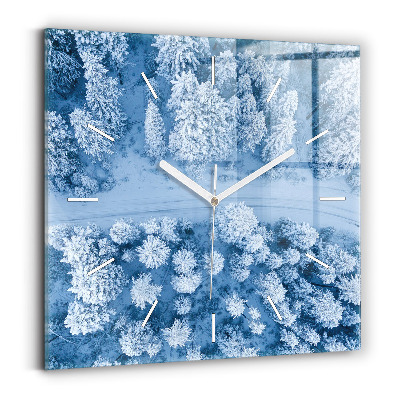 Reloj cuadrado Bosque a vista de pájaro Drone