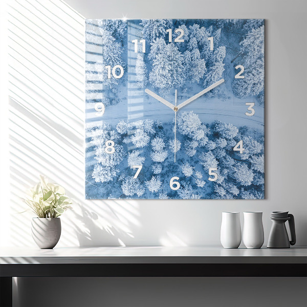 Reloj cuadrado Bosque a vista de pájaro Drone