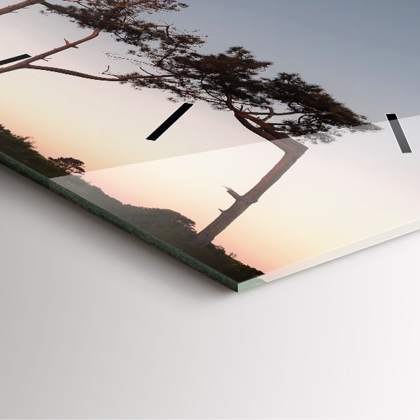 Reloj de pared cuadrado Media luna y árboles