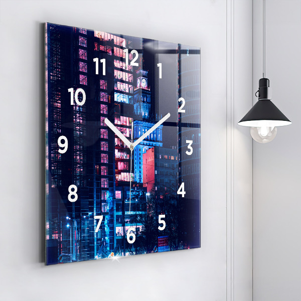 Reloj de pared cuadrado Varsovia de noche