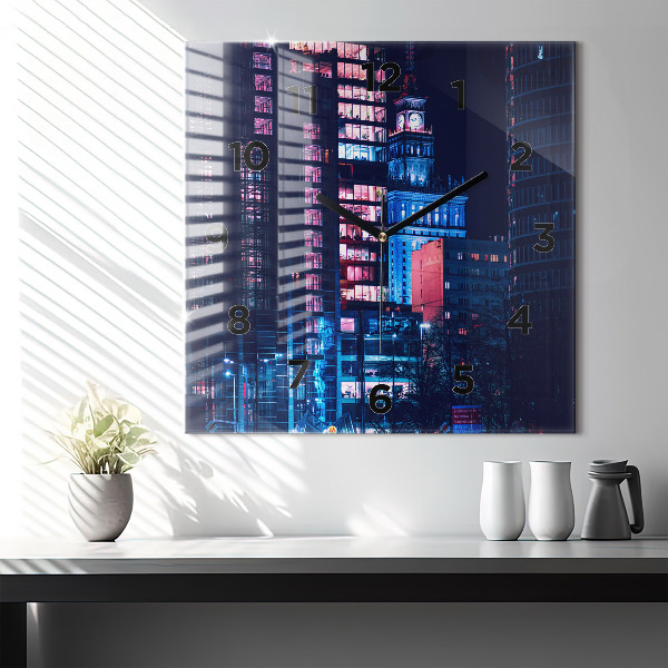 Reloj de pared cuadrado Varsovia de noche