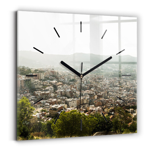 Reloj cuadrado Vista de Montjuic en Barcelona
