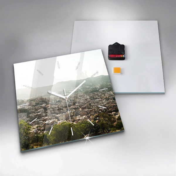 Reloj cuadrado Vista de Montjuic en Barcelona