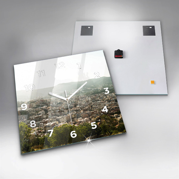 Reloj cuadrado Vista de Montjuic en Barcelona