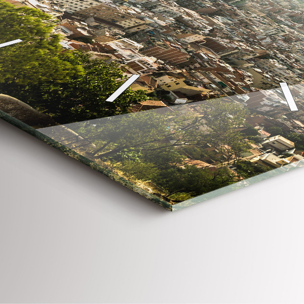 Reloj cuadrado Vista de Montjuic en Barcelona